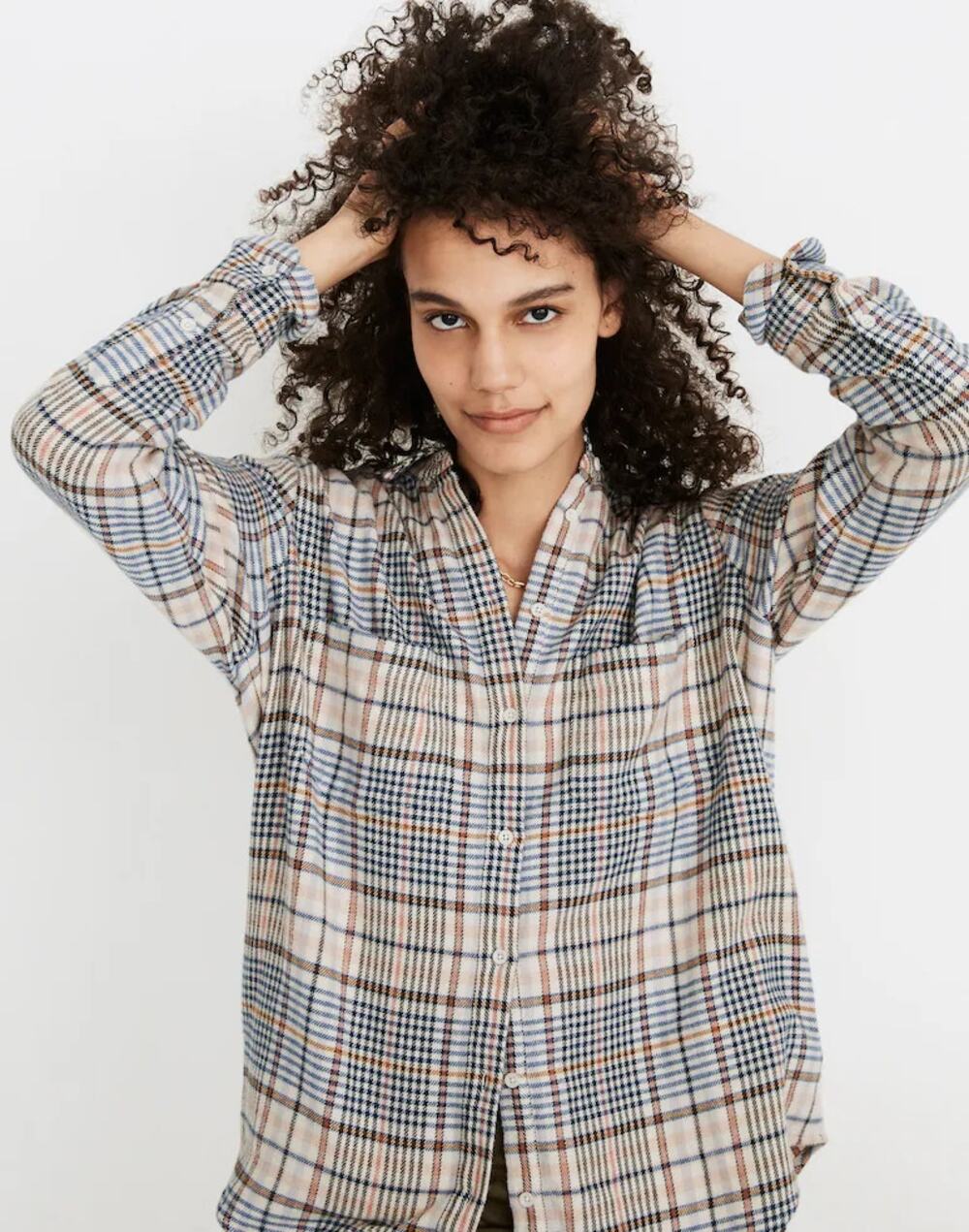 Madewell Belmont Plaid Flannel Sunday Button-Up Shirt Top Sweet Dahlia Gray XL